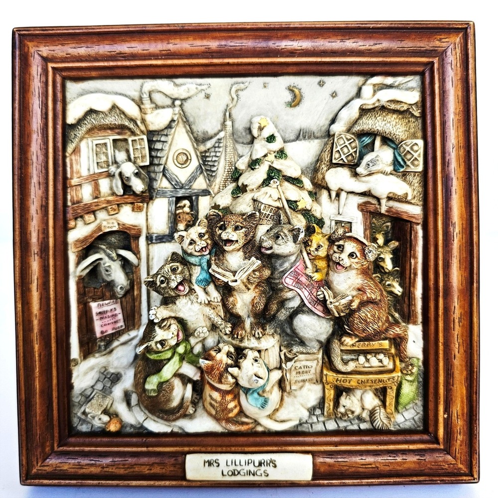 2000 Picturesque Mrs Lillipurrs Lodgings 3D Cat Relief Framed Christmas Art